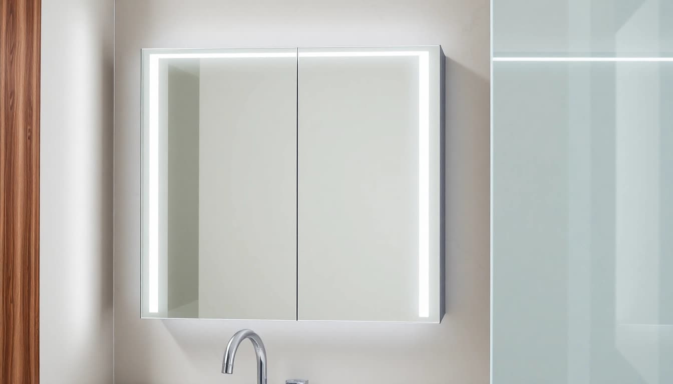 Erleben Sie den eleganten sonni Spiegelschrank mit integrierter LED-Beleuchtung in einem modernen Badezimmer.