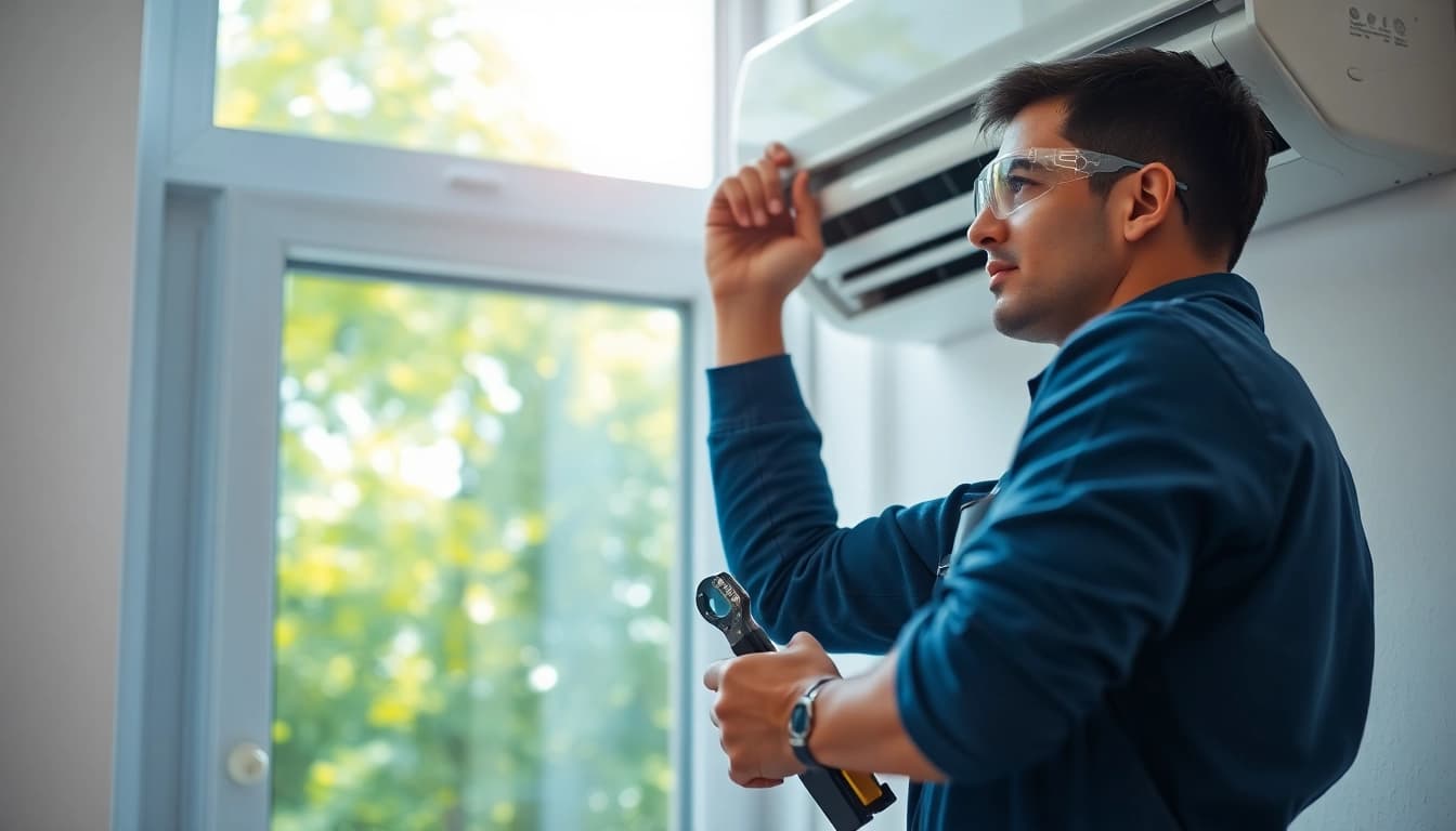 HVAC Repair Tampa technician expertly inspecting air conditioning unit for optimal performance.