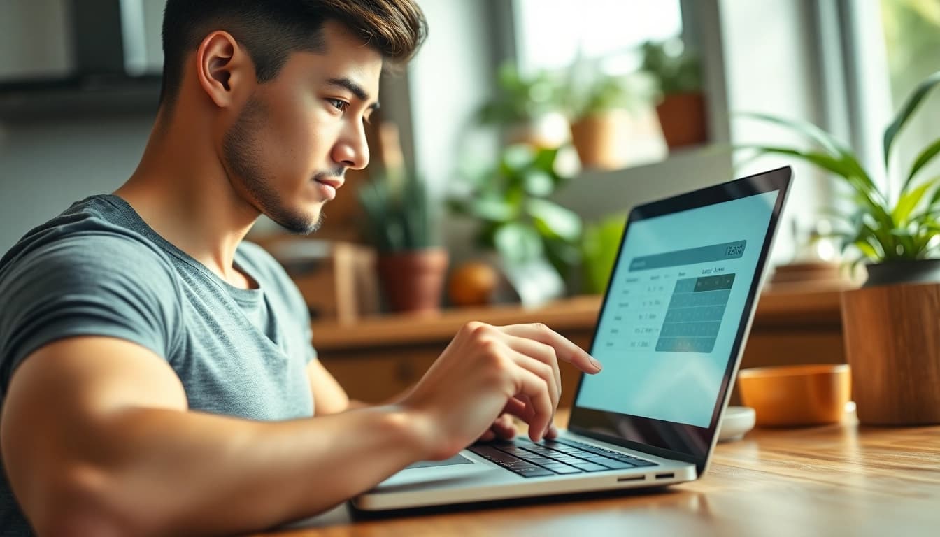 Calculate daily caloric needs with an interactive calorie calculator displayed on a laptop.