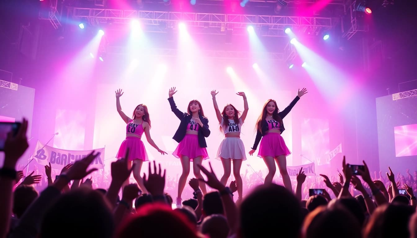 Experience breaking Blackpink news featuring the group performing live with dynamic visuals.