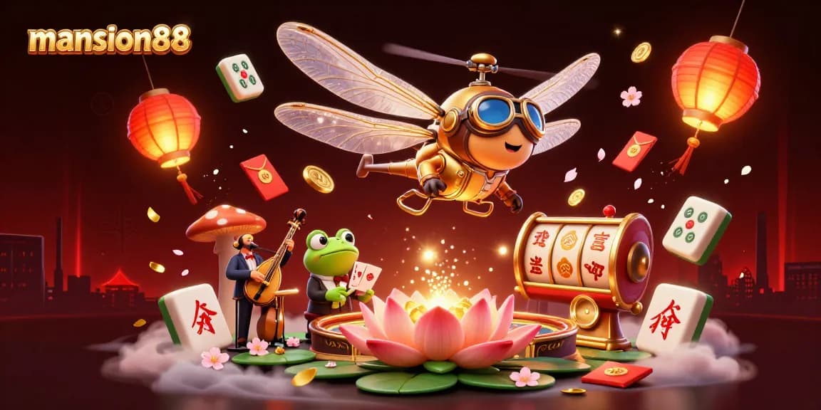 Experience thrilling gameplay at mansion88 with vibrant characters, casino tables, and joyful gameplay elements.