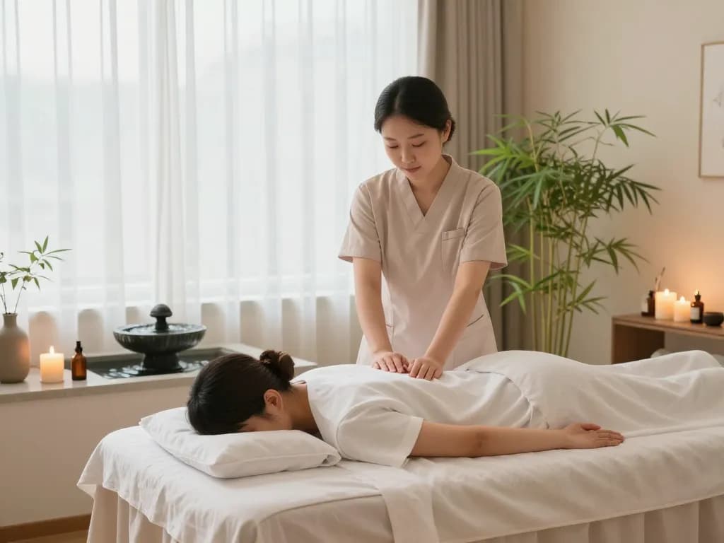 Experience a relaxing 강남마사지 in a tranquil spa setting with soothing natural light and calming elements.