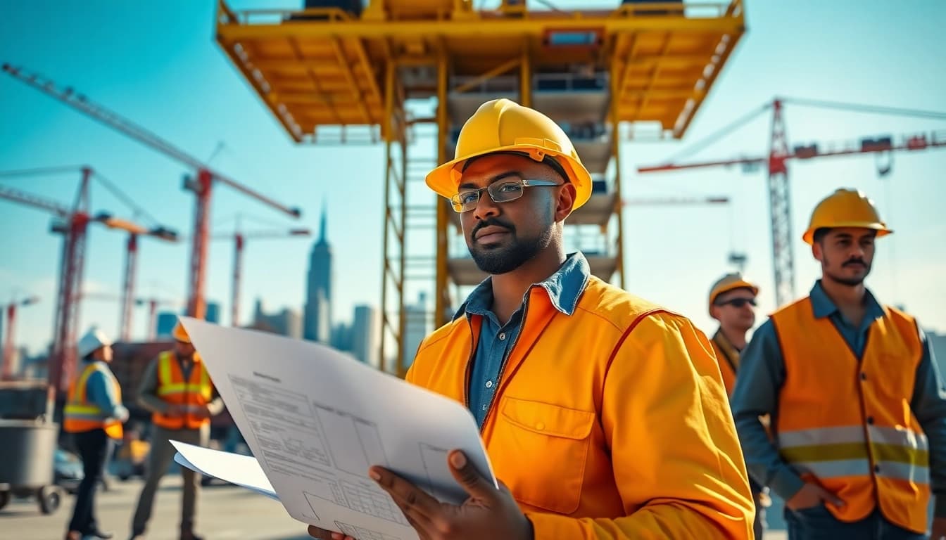 New York City General Contractor team collaborating on a construction site.