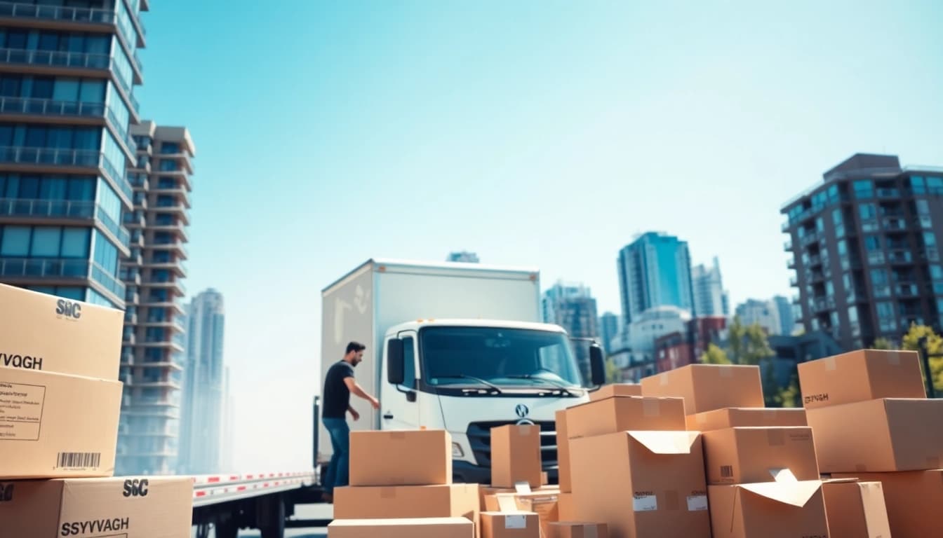 Efficient movers Vancouver team packing boxes during a local move showcasing professionalism.