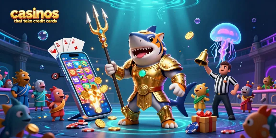 Experience the excitement at casinos that take credit cards with a vibrant underwater casino scene.