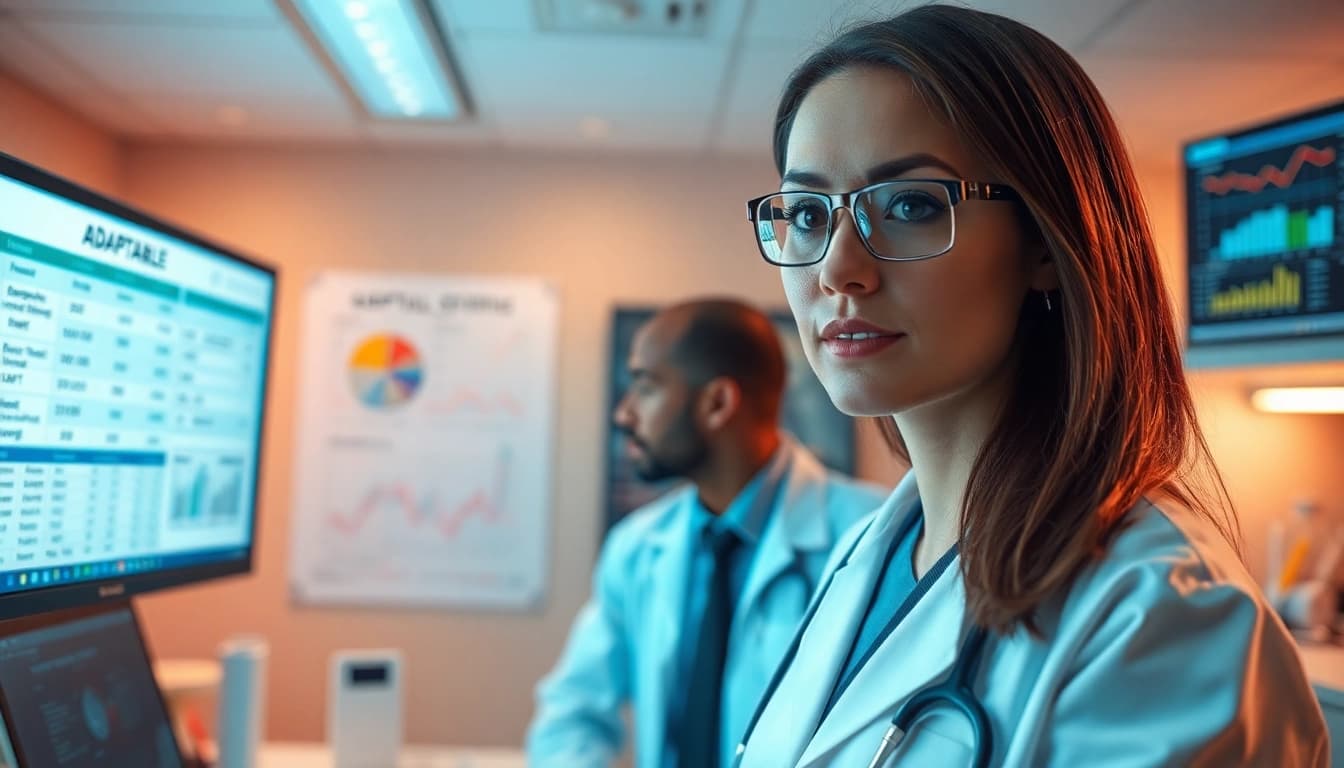 Visual representation of the ADAPTABLE Aspirin Study showcasing a medical researcher analyzing data.