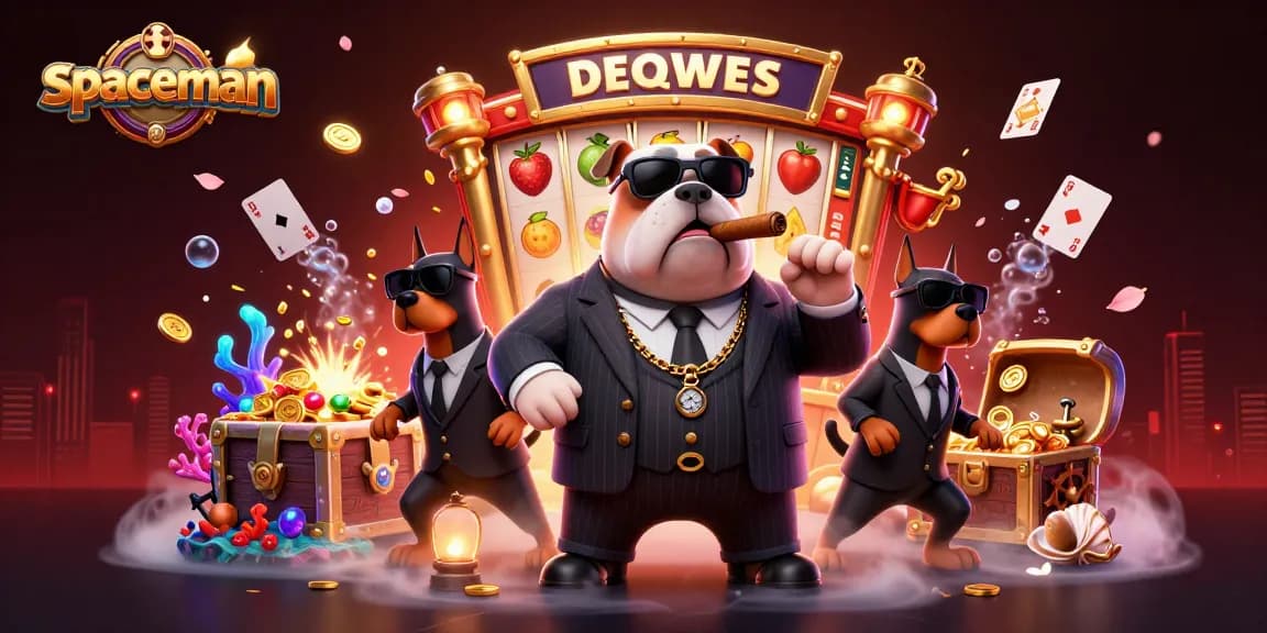 Spaceman theme with a mafia bulldog and bodyguards in a vibrant casino setting.