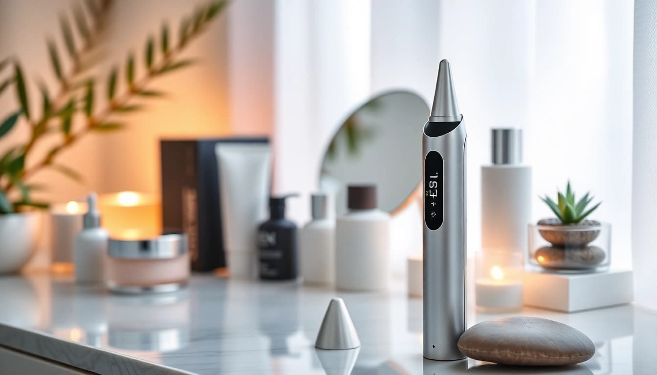Mole freckle pen showcased in a stylish skincare setup, promoting advanced beauty treatment.
