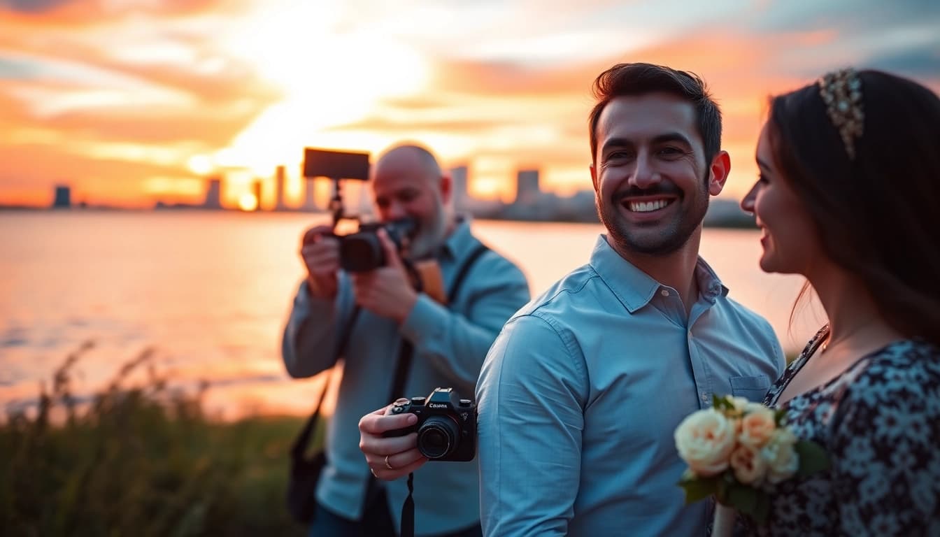 Stunning sunset engagement shoot by photography studios near me in Tampa