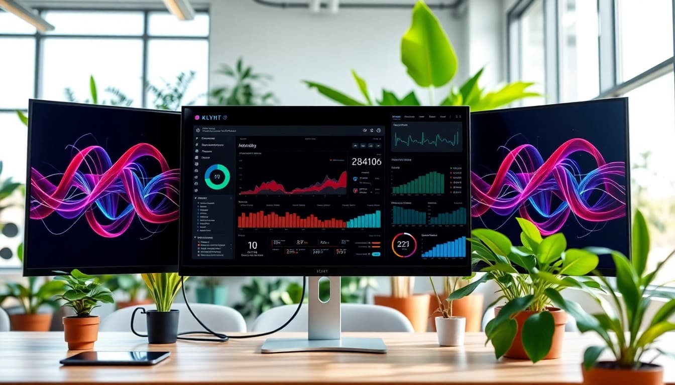 Klynt’s innovative digital workspace showcasing dynamic media interfaces and creative elements.