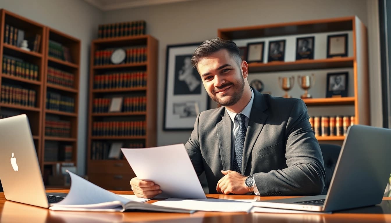 San Antonio accident lawyer discussing a case in an inviting law office.