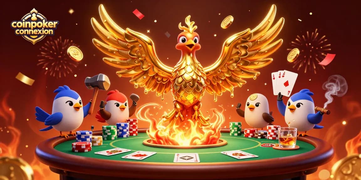 CoinPoker connexion : jouez aux cartes autour d'une table dynamique avec des jets de confettis et des récompenses.