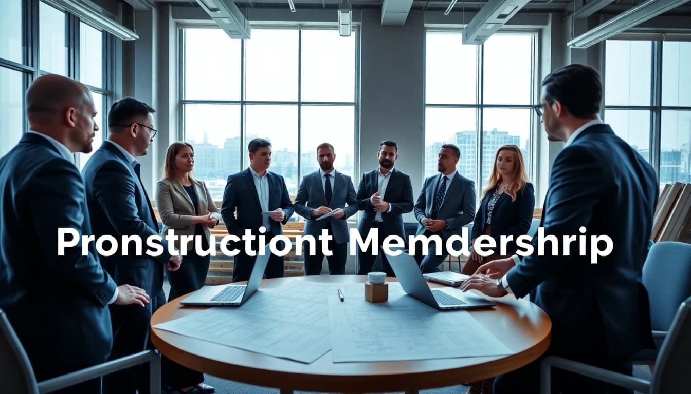 Engaging professionals in a construction membership association meeting to foster collaboration.
