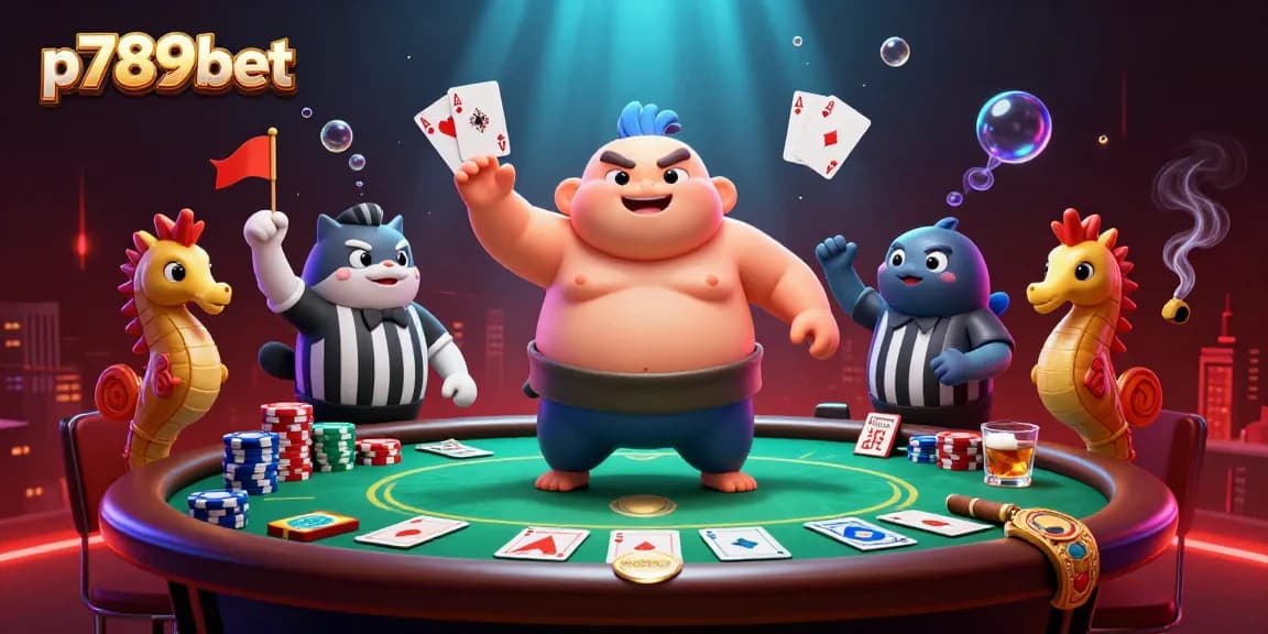 Khám phá không gian sôi động tại p789bet với hình ảnh cá fugu và trọng tài cá trong sòng bài cá cược.