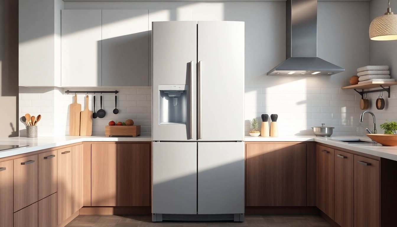 Modern Refrigerator with elegant design showcased in a stylish kitchen environment.