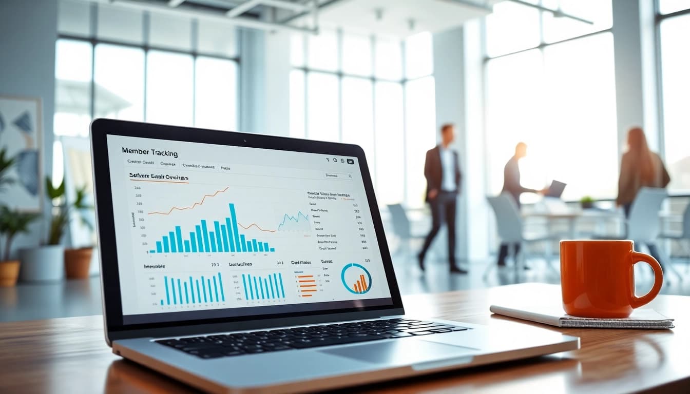 Track member data and attendance smoothly with modern member tracking software interface.