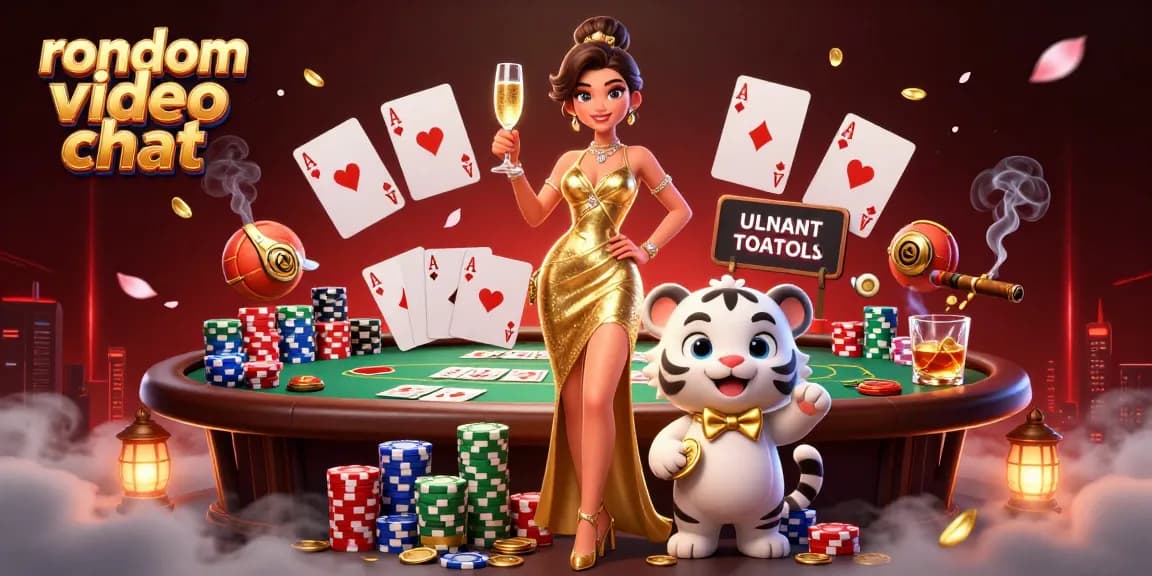 Engage in a thrilling random video chat as you connect with players, surrounded by luxurious casino elements.