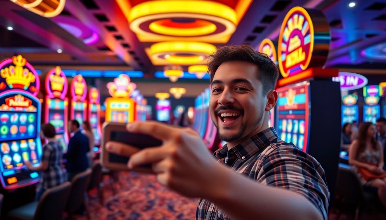 Menggairahkan pengalaman slot deposit 1000 saat bermain mesin slot di kasino yang ramai.