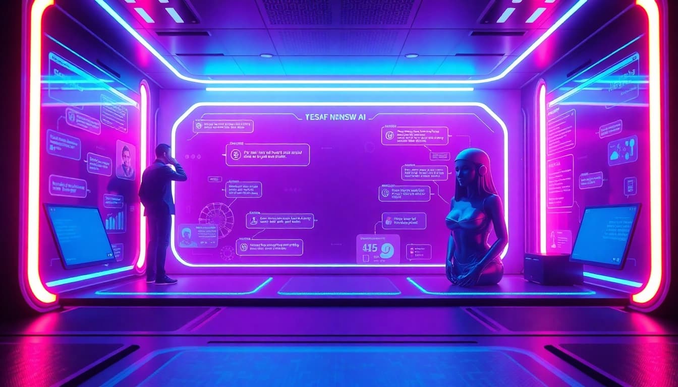 Futuristic interface of a vibrant NSFW AI platform showcasing interactive adult experiences.