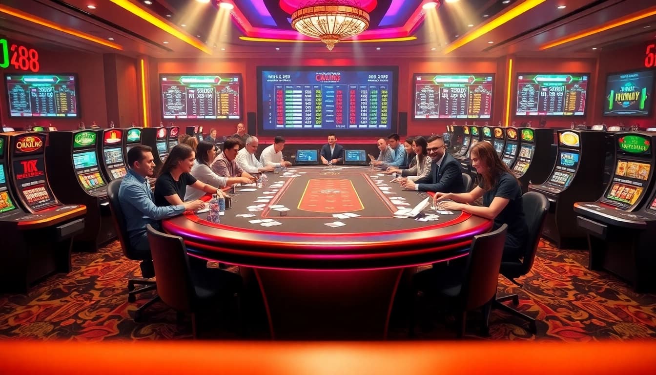 Experience thrilling poker at BJ38 with vibrant gamers and luxurious table settings