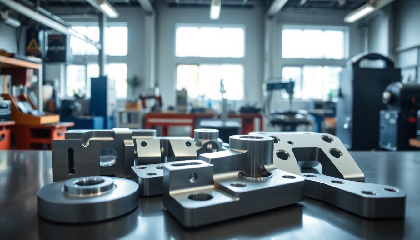 Showcasing aluminum prototypes in a workshop, highlighting precision and craftsmanship.