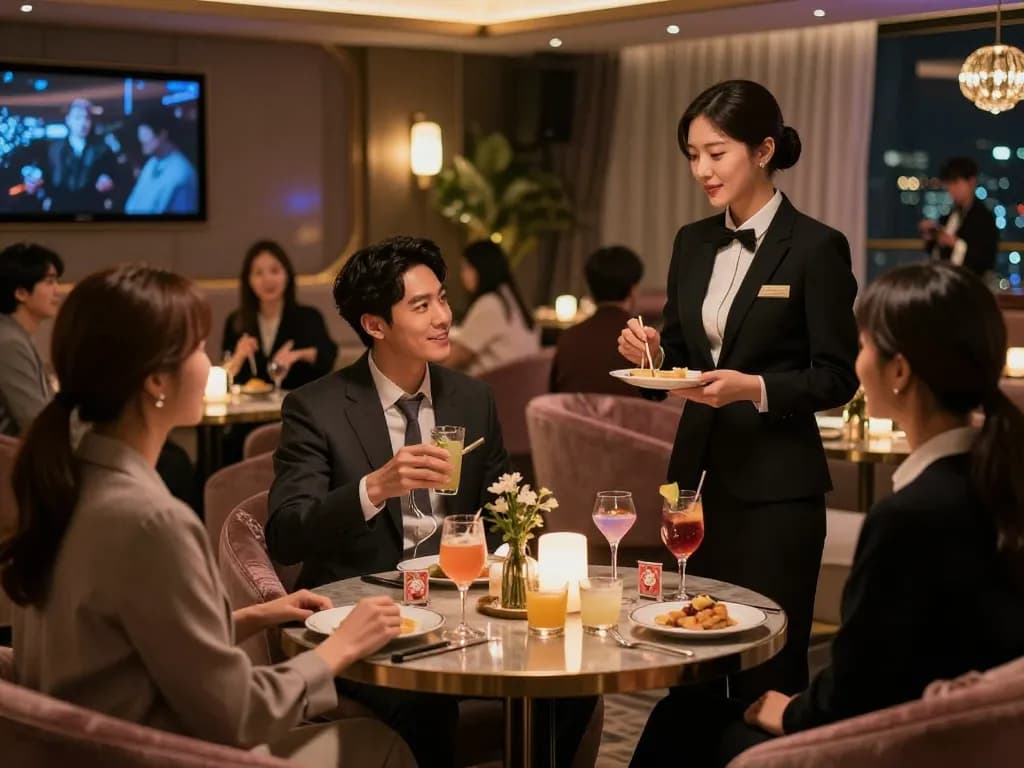 Experience the luxury and vibrant atmosphere of 강남쩜오 in an upscale entertainment venue.