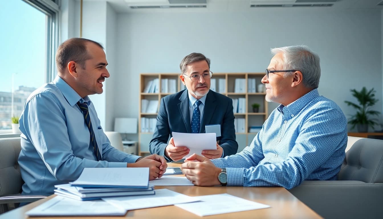 IRS consultation scene with a professional interacting with a client.