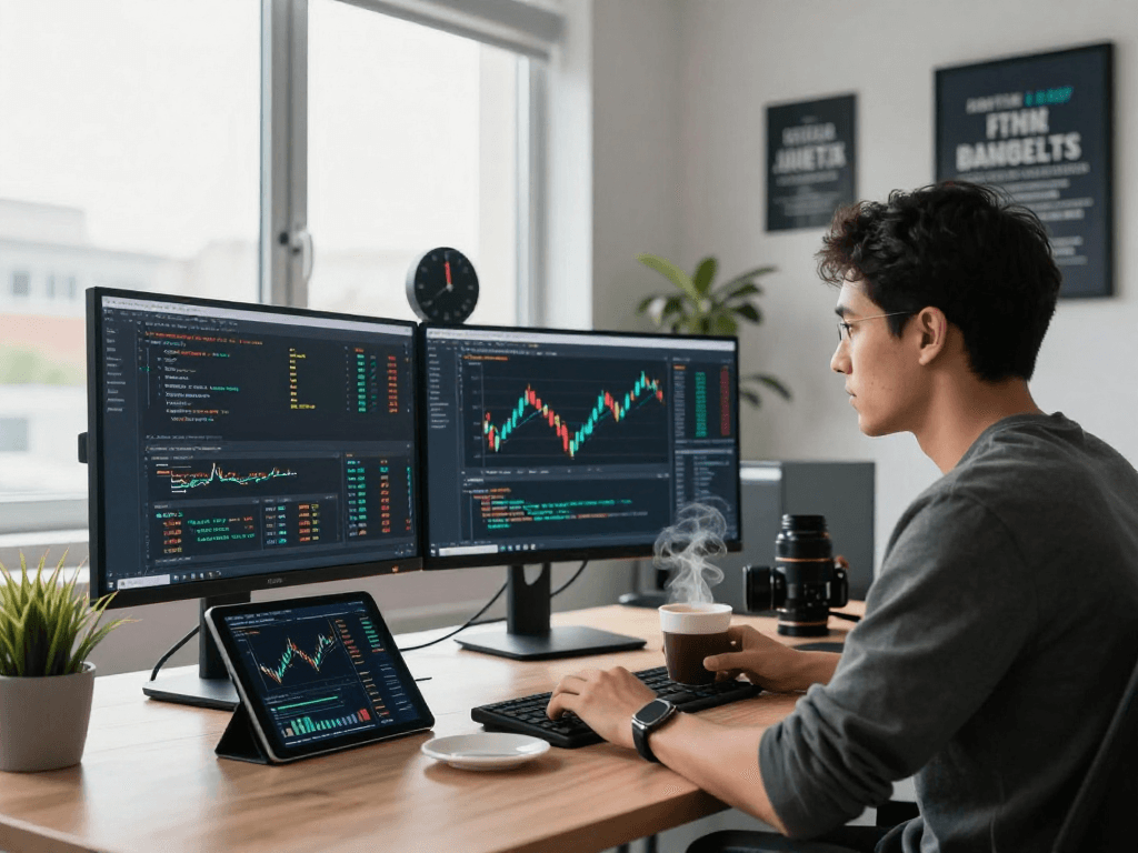 Dynamic real-time stock data visualization with HK quant trading stock API in a modern coding workspace