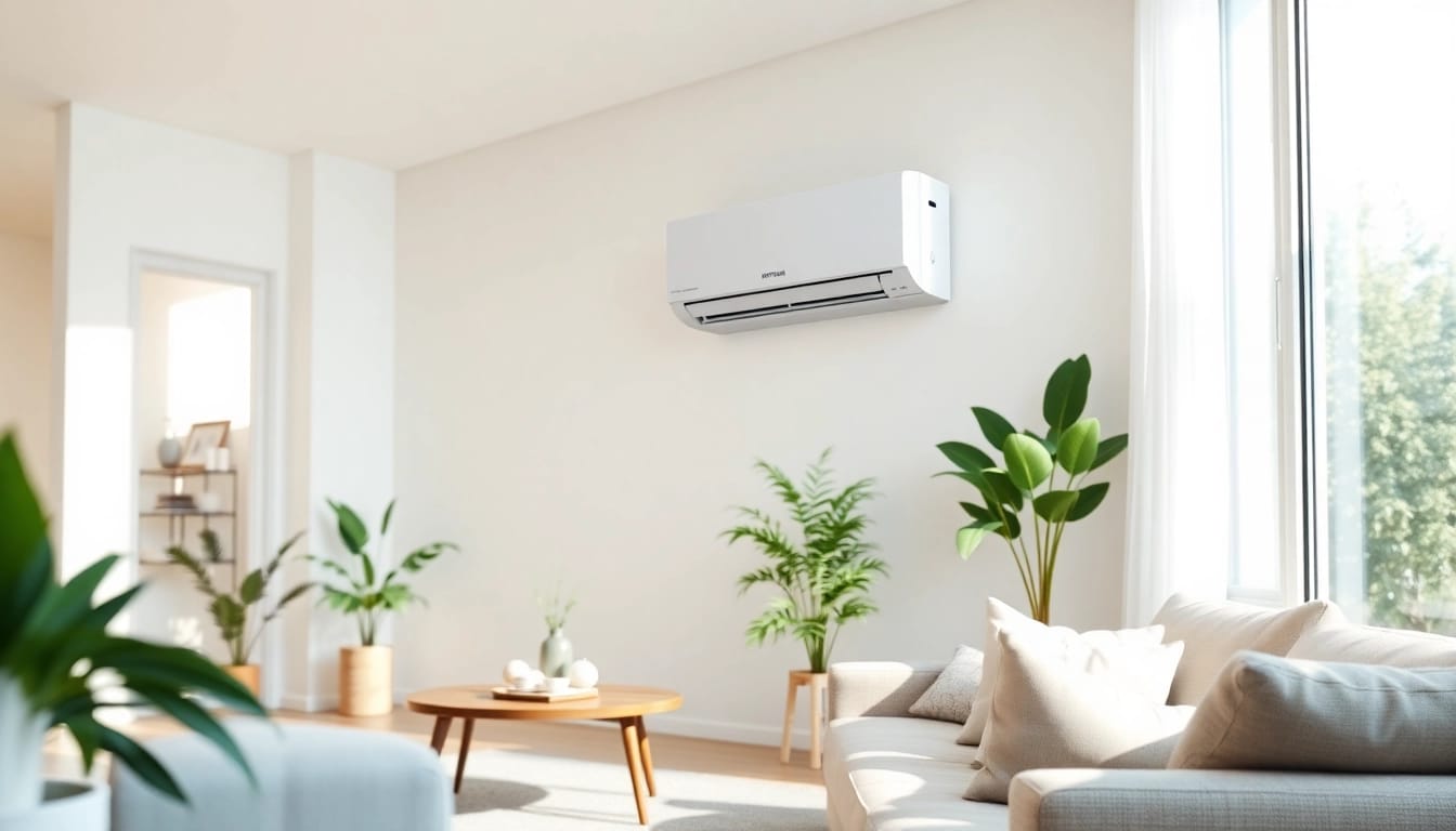 Install Mitsubishi mini split ac in a cozy living room to enhance home comfort and style.