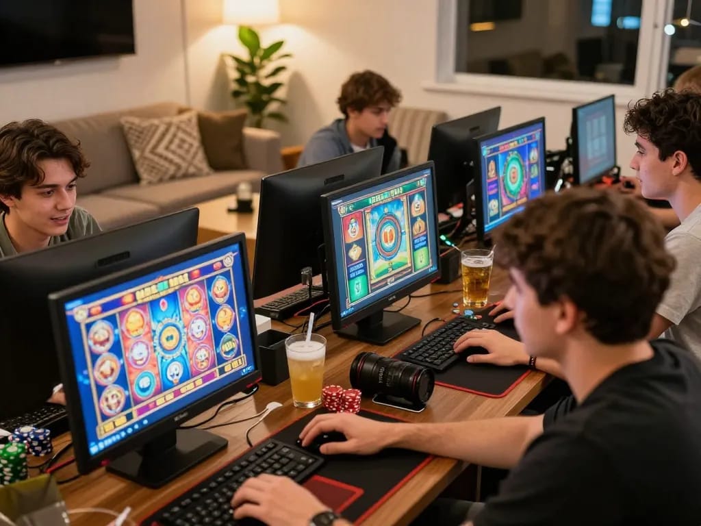 Halaman permainan online yang menarik, menampilkan pemain yang terlibat dengan permainan situs slot dalam suasana nyaman.