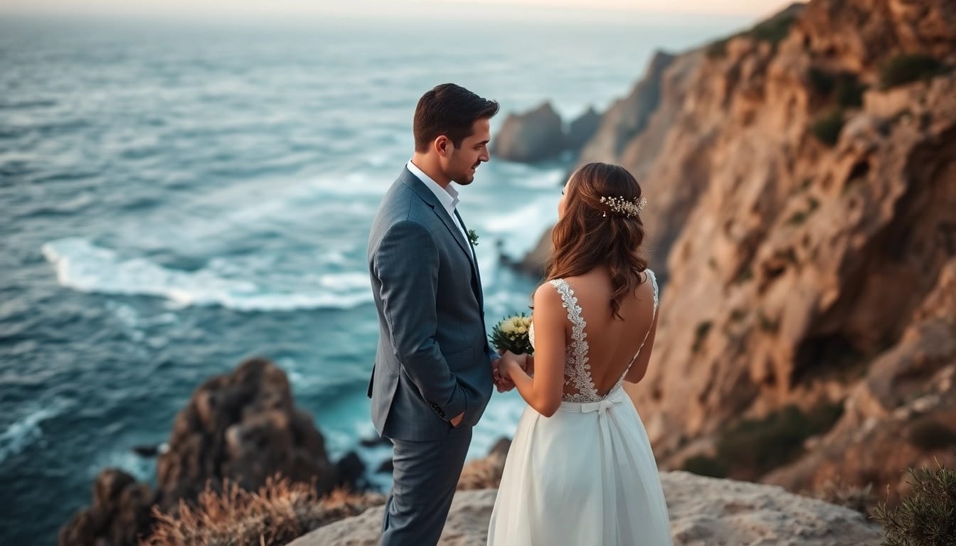 Big Sur wedding photographer capturing a couple's ceremony against breathtaking ocean cliffs.