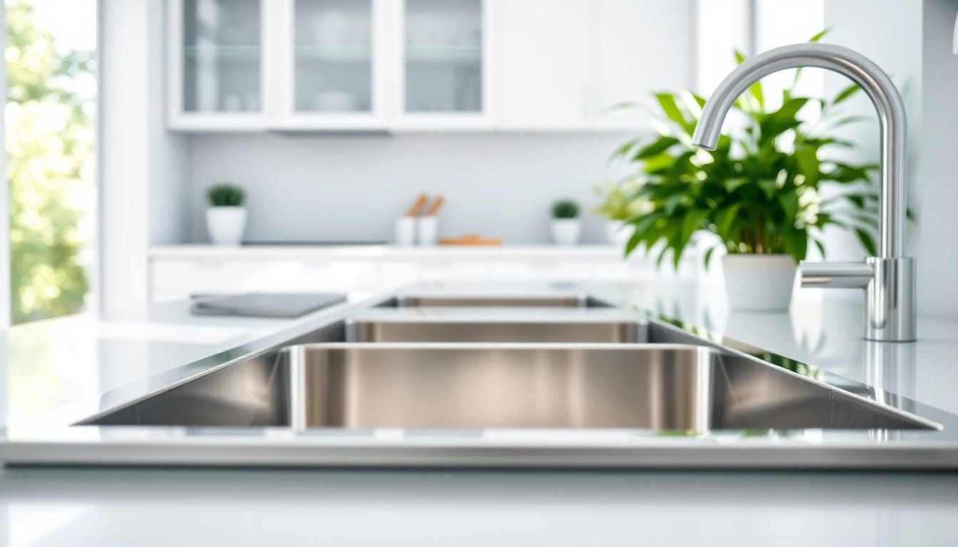 Upgrade your space with a stunning stainless steel kitchen sink near me, showcasing elegance and modern design.
