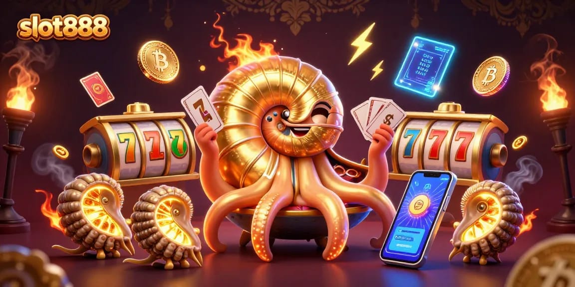 Tingkatkan pengalaman bermain dengan slot888 di ilustrasi kasino yang penuh warna dan detail menarik.