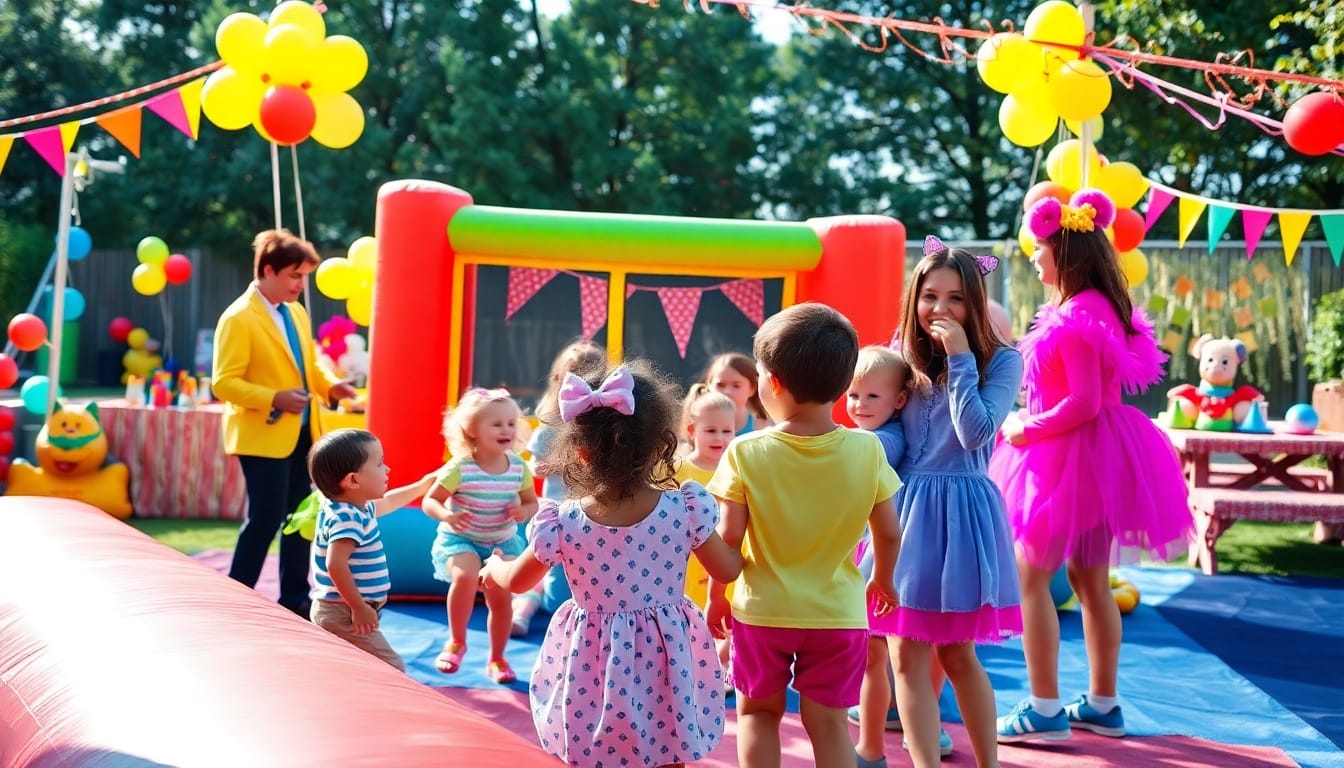 Children enjoying entertainment services from https://www.tcspecialentertainment4u.com at a vibrant party.