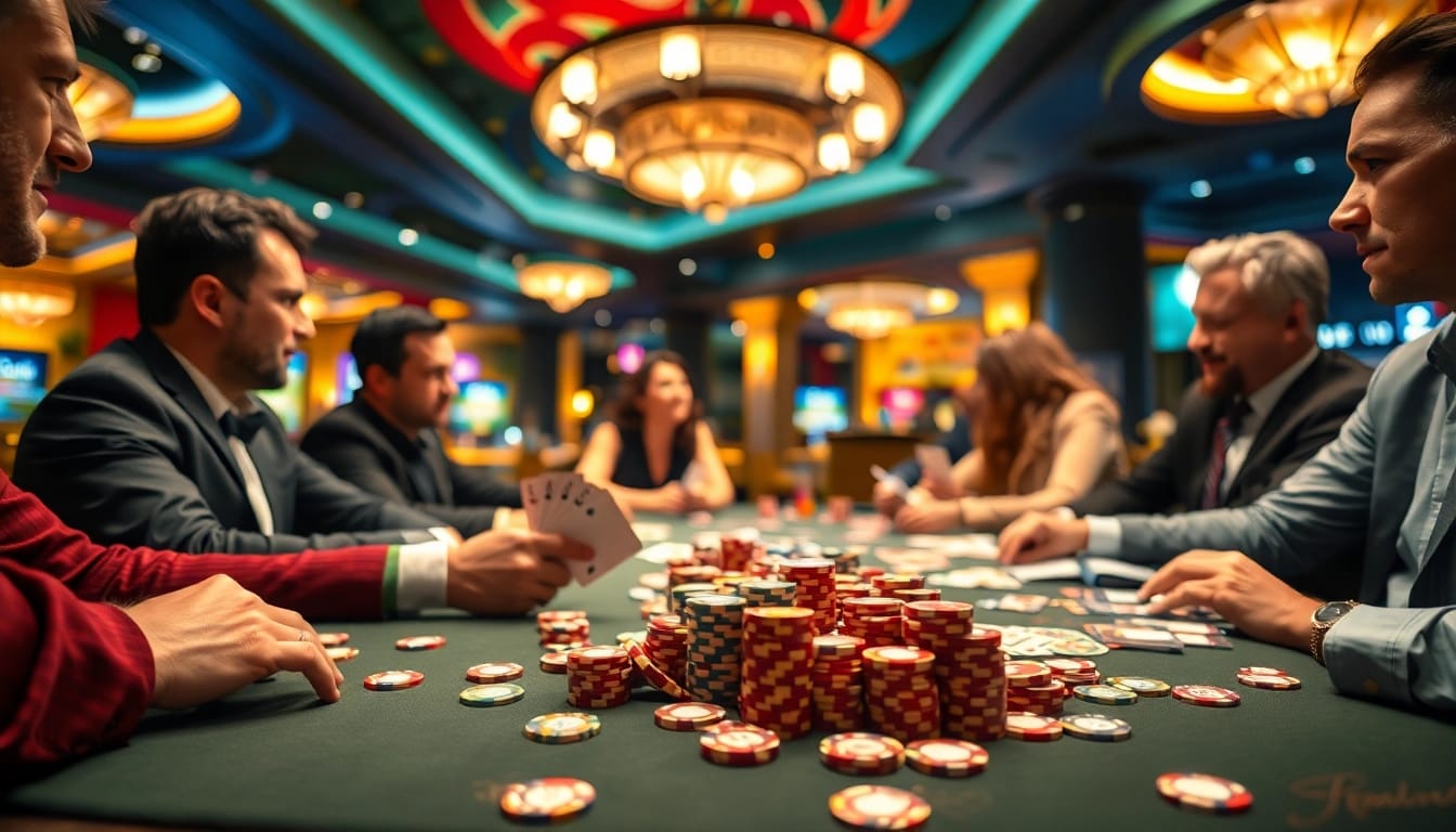 MABAR88 dan pemain menikmati permainan poker di kasino yang penuh semangat.