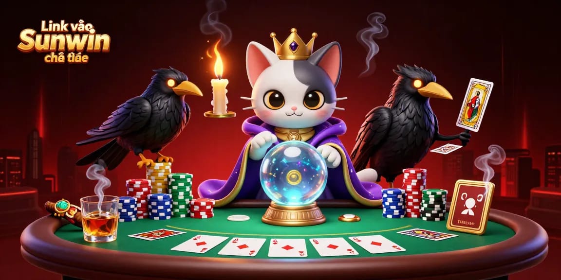 Engage in the excitement of Link vào Sunwin chính thức with a vibrant scene featuring poker elements and mystical characters.