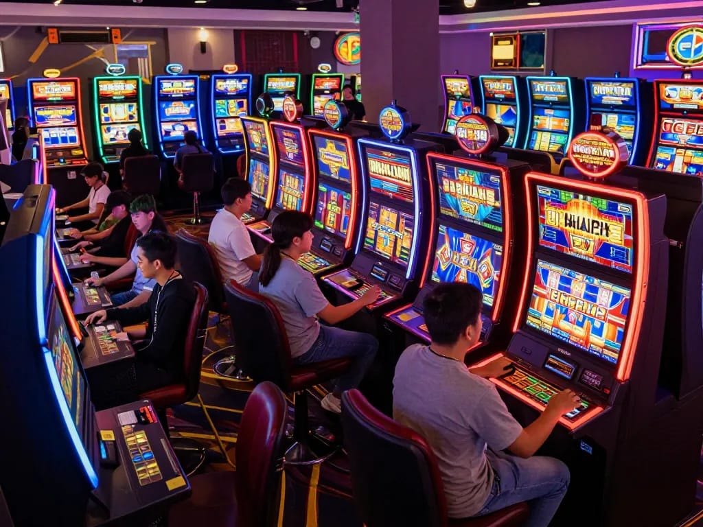 Players enjoying exciting gameplay at slot thailand machines in an immersive online casino atmosphere