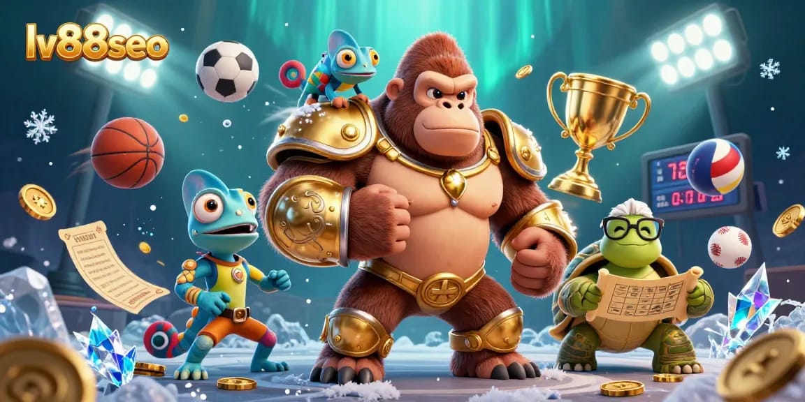 Engage with the dynamic world of lv88seo, featuring a gorilla king and vibrant sports elements.