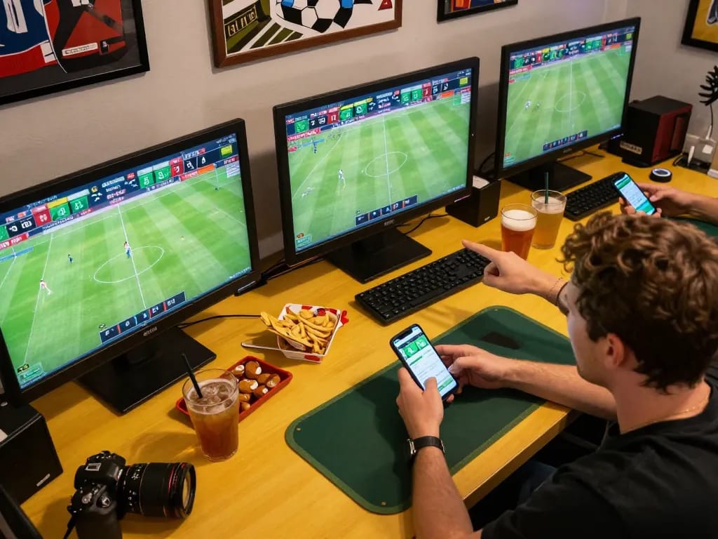 Experience thrilling sports betting with qq88 as a person places bets on live matches.