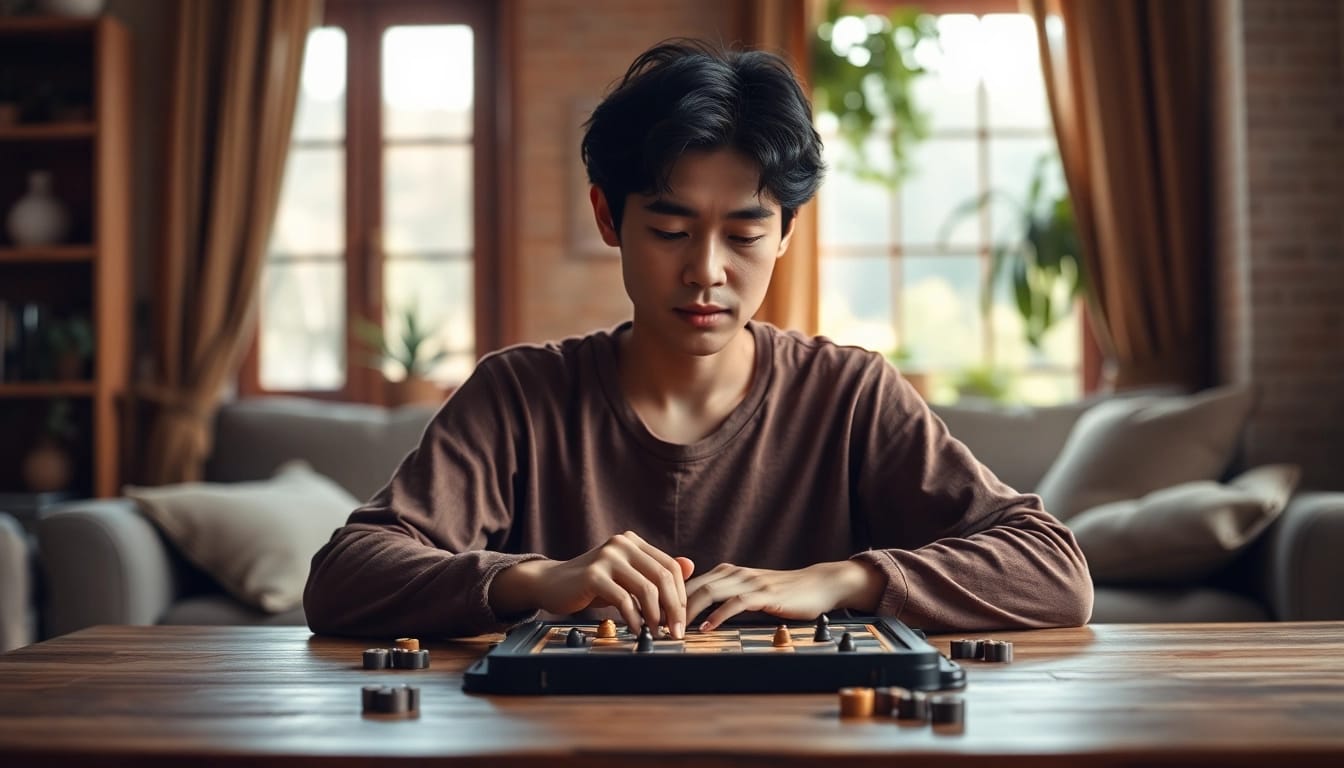 Enjoy playing games to play by yourself in a cozy living room setting.