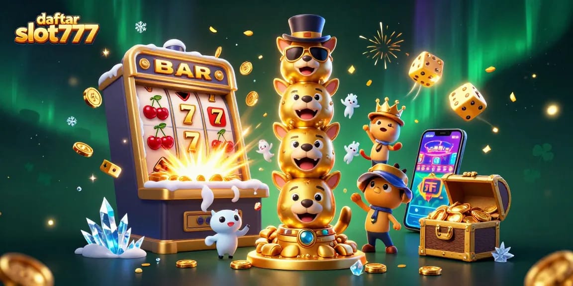 Spin to win with daftar slot777: Unique cartoon totem celebrating vibrant casino gaming.