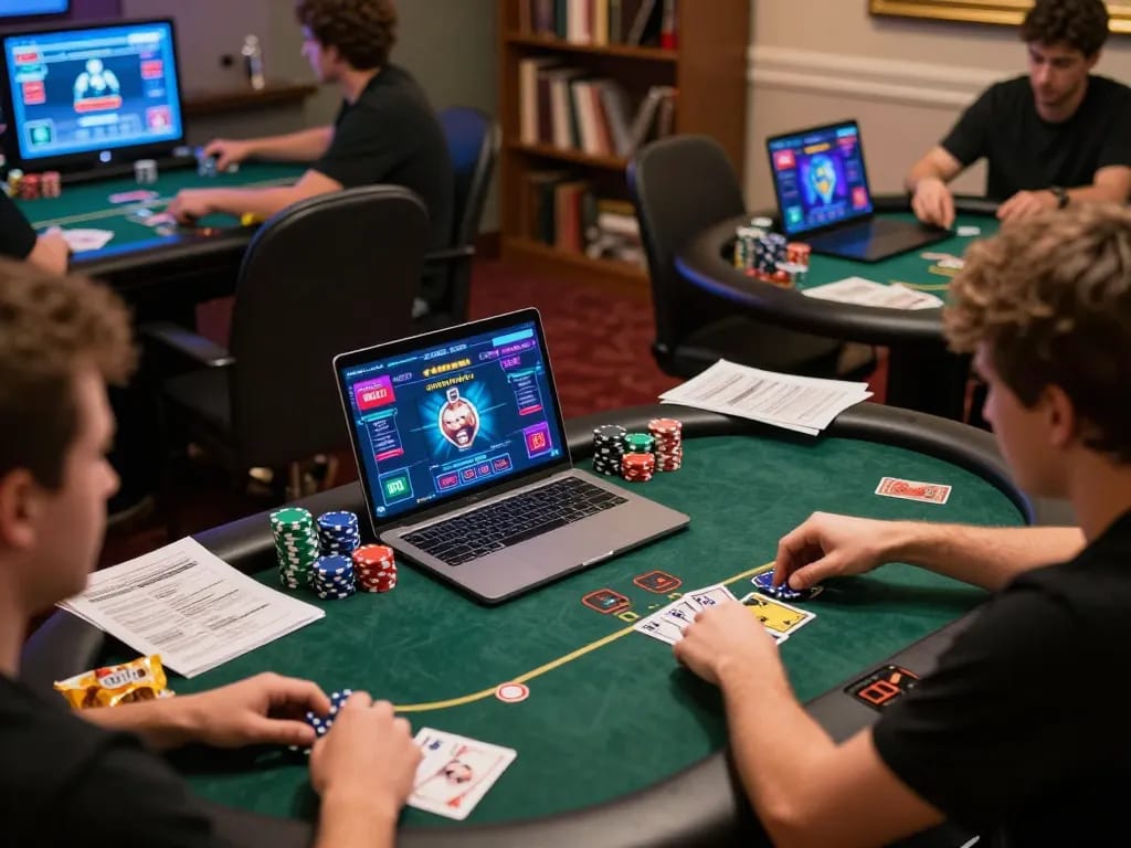 Players strategizing poker tactics on 123b online interface with engaging atmosphere