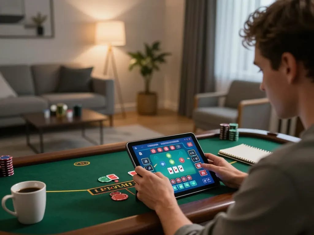 Player enjoying a game of blackjack on okwin app, focused on strategy and winning.