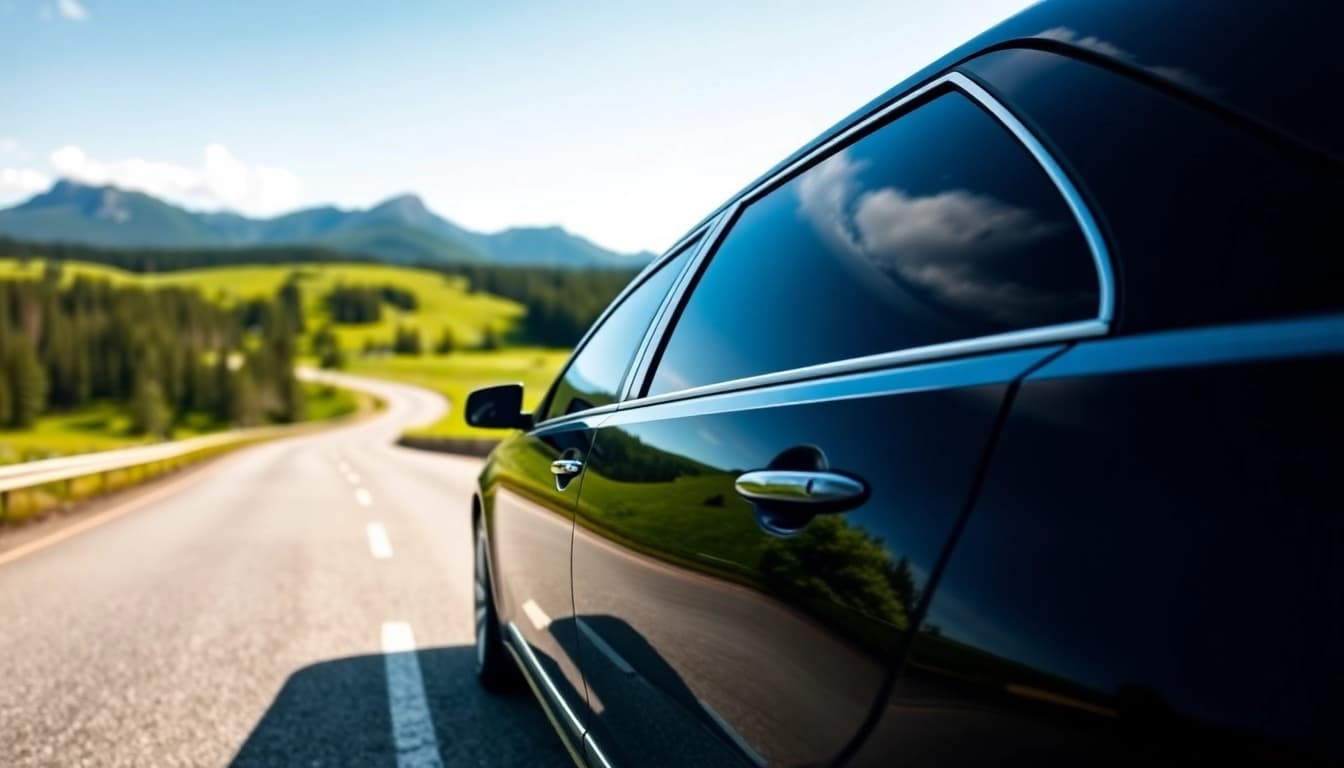 Experience premium car service from Vancouver to Seattle in a luxurious black limousine.