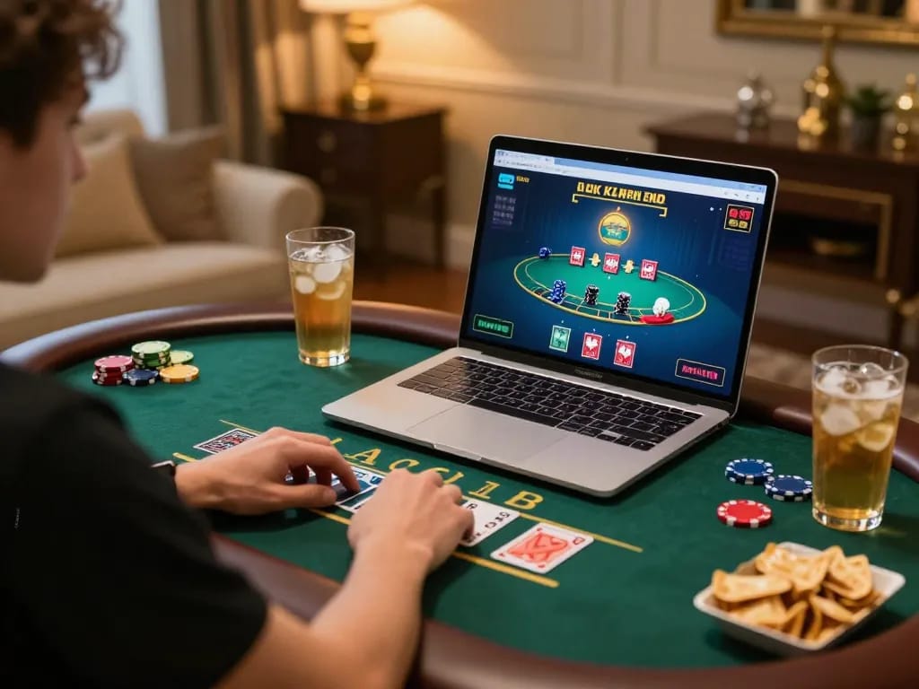 Engaging in LOTO188's live dealer game, emphasizing a responsible and enjoyable online gambling experience.