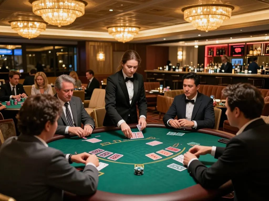 Players enjoying blackjack at S666 casino, showcasing strategic gameplay and social interaction.