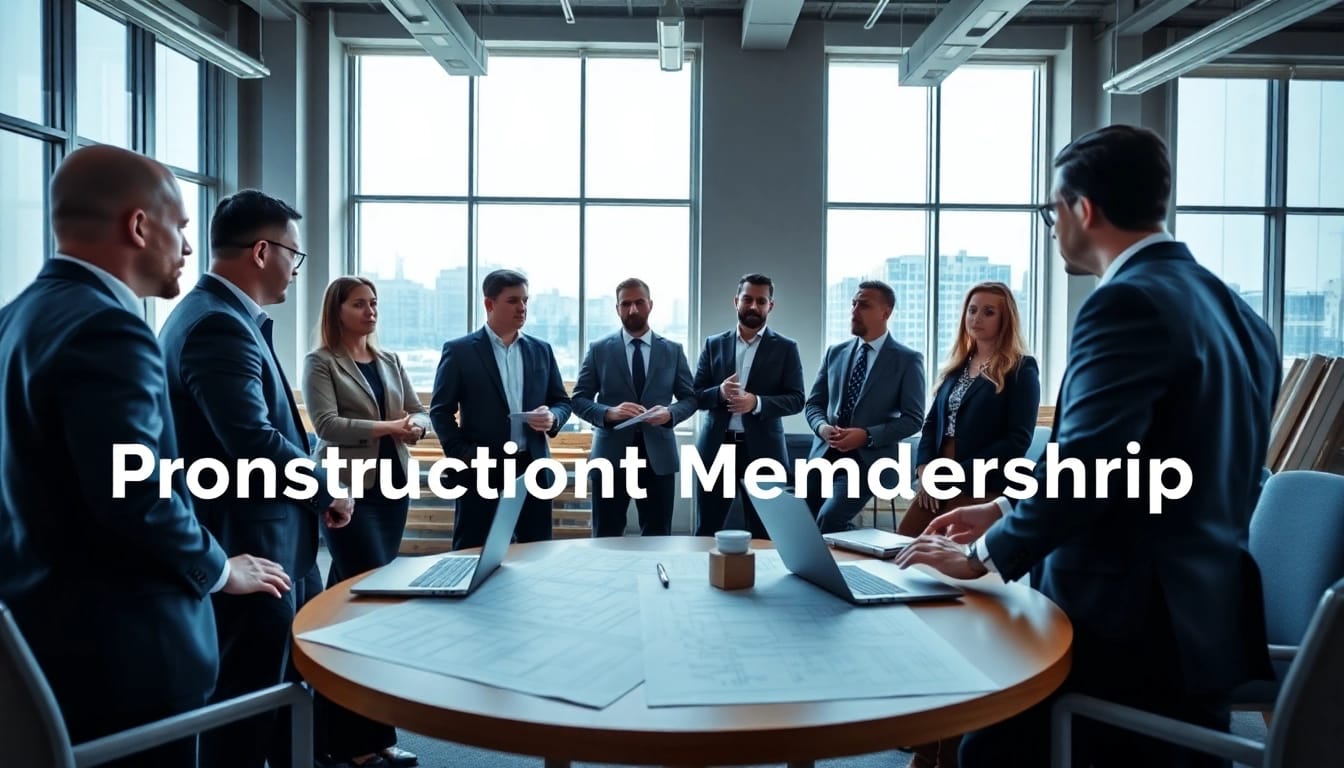 Engaging professionals in a construction membership association meeting to foster collaboration.