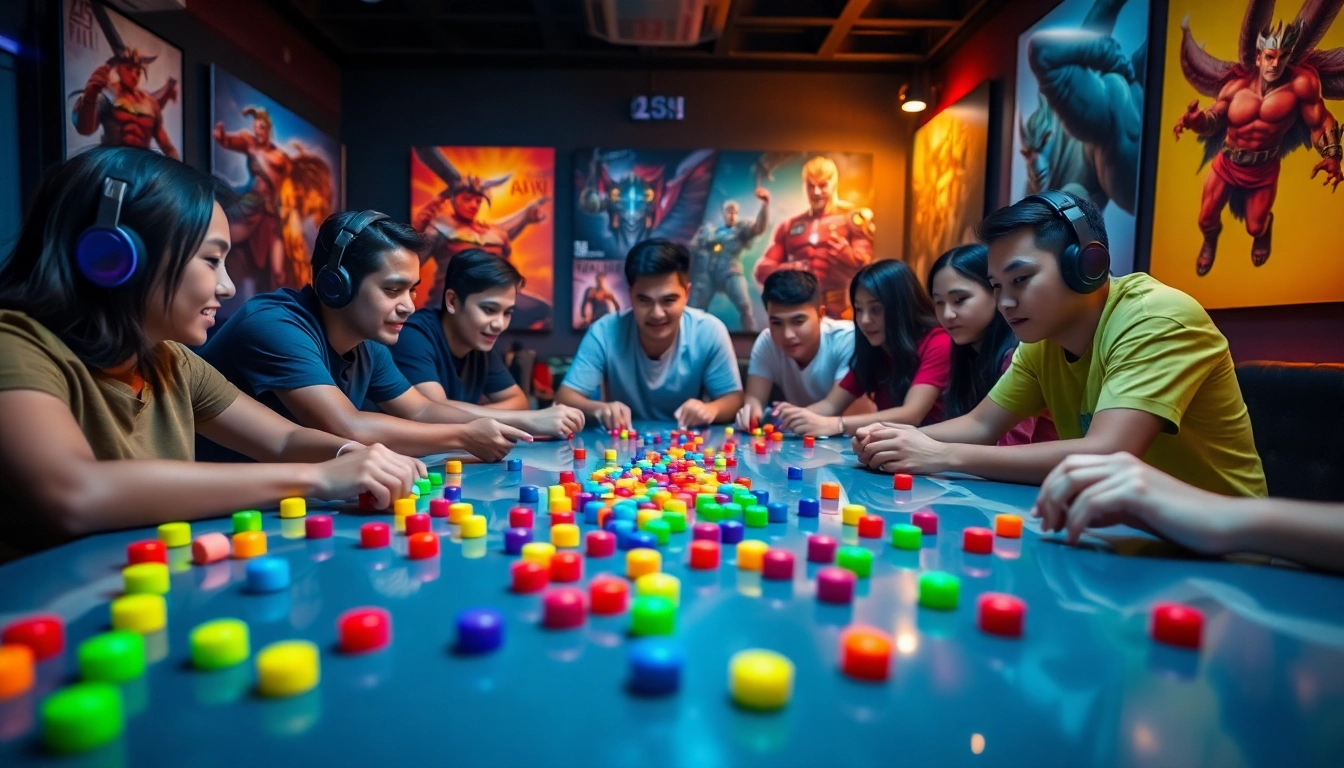 Players enjoying intense daman games in a lively gaming atmosphere.