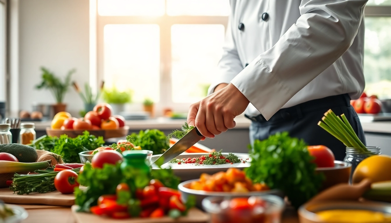 Dishfacts chef creating delicious, healthy meals filled with fresh ingredients.
