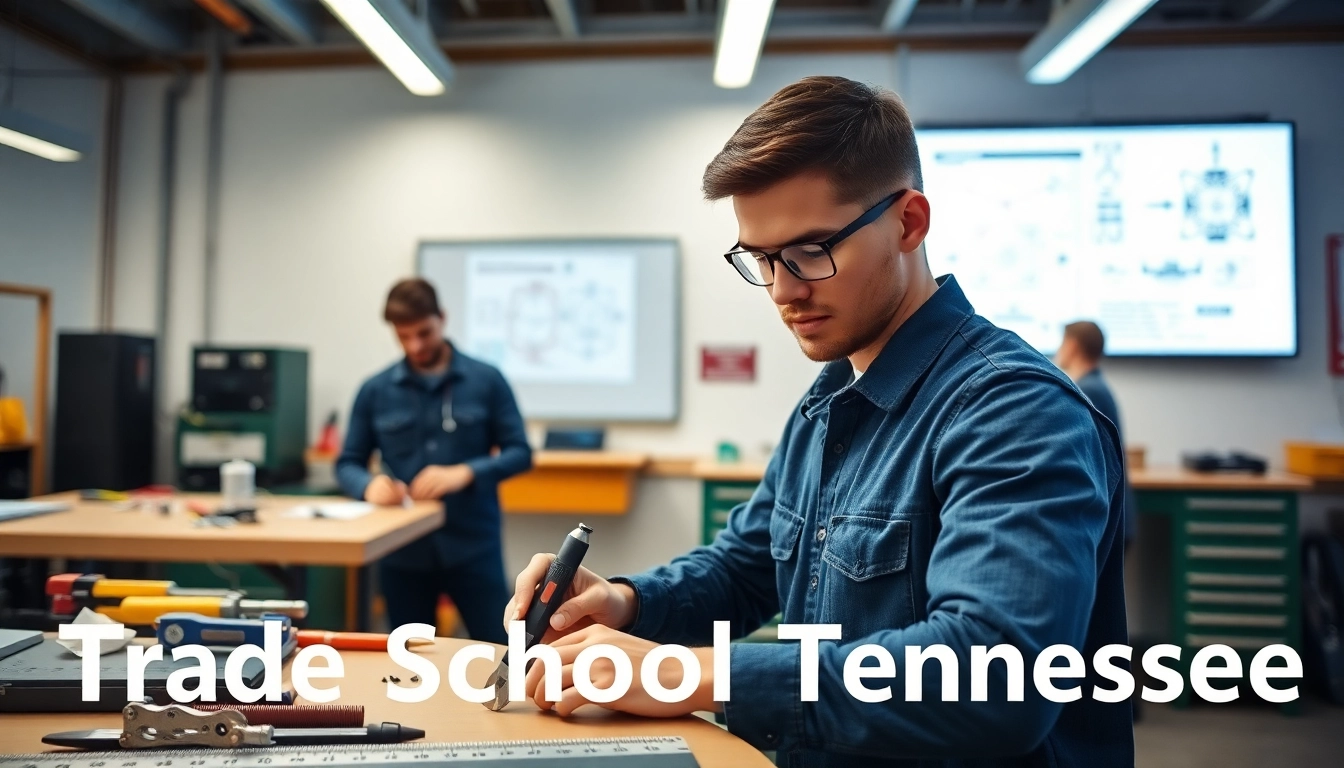 Hands-on learning experience in Trade School Tennessee with a student using tools.